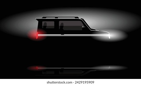 illustration vector design of silhouette car vehicle on black studio background