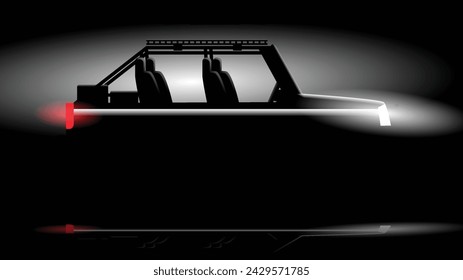 illustration vector design of silhouette car vehicle on black studio background