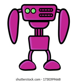 Illustration Vector Design Of Simple Mini Robot Cartoon
