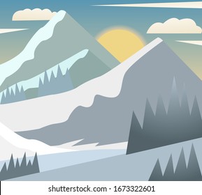 Diseño vectorial de ilustración de montañas nevadas