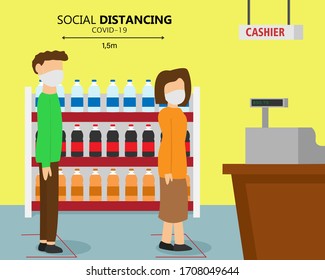 Ilustración del diseño vectorial de la distancia social