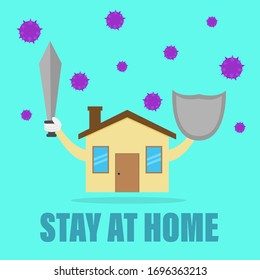 Illustration vector design of staying at home for avoiding from virus