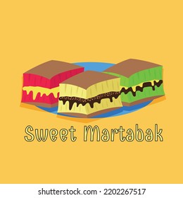Illustration vector design of sweet Martabak is Indonesian street food pancake.