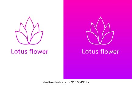 Illustration vector design template logo lotus flower line art pink and purple color