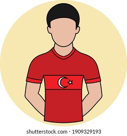 Illustration vector design of Turkiye National Football Team Jersey icon flat style. These icons are the perfect solution for online and printable projects