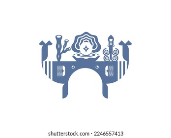 illustration vector design of underwater life with geometric perfect concept for element with underwater theme
