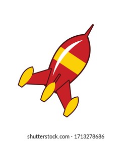 illustration vector design vintage red rocket. suit for logo space science