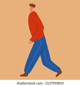 Illustration Vectordesign des Walking Man Character Vorwärts-Vektorgrafik
