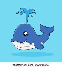 Illustration vector design of whale cute animal cartoon