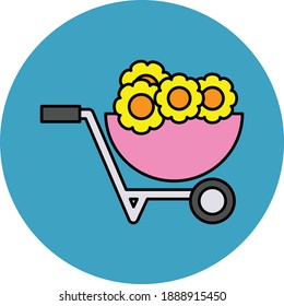 Illustration vector design of Wheelbarrow icon. These icons is the perfect solution for online and printable projects like banners, slides, websites icons, etc.