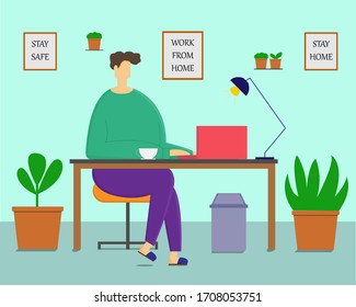 Illustration vector design of working at home, freelancer.