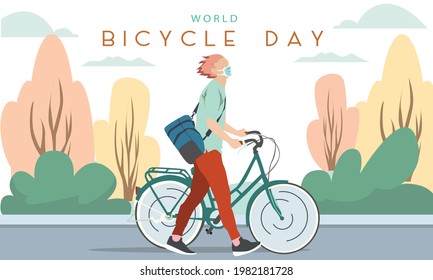 Ilustración de diseño vectorial mundo del día de la bicicleta
