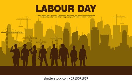 Illustration Vector Design Of World Labour day 1 May with Grunge Background. 