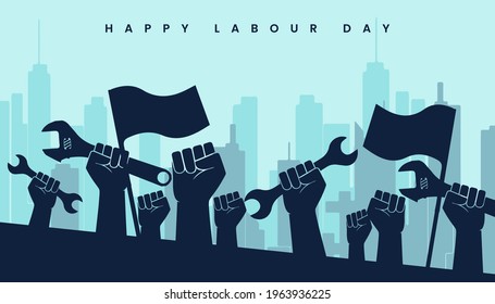 Illustration Vector Design Of World Labour day 1 May with Grunge Background. 