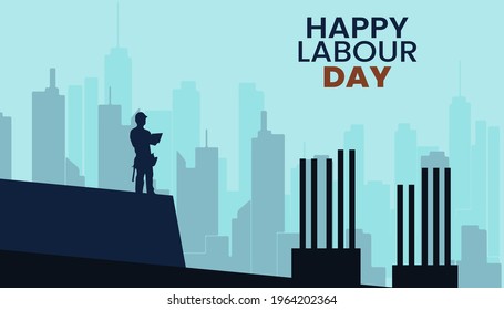 Illustration Vector Design Of World Labour day 1 May with Grunge Background. 