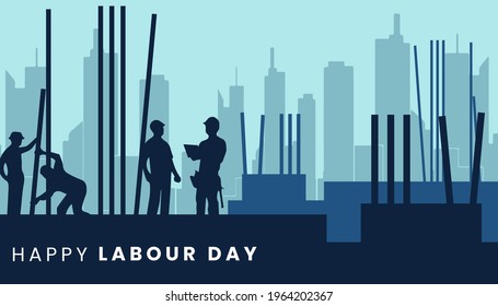 Illustration Vector Design Of World Labour day 1 May with Grunge Background. 