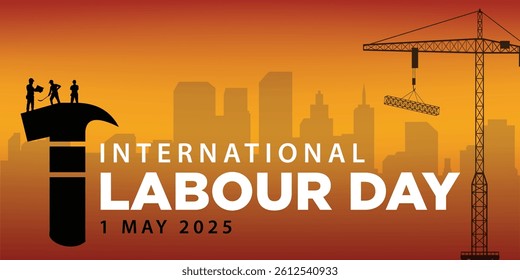 Illustration Vector Design Of World Labour day 1 May with Grunge Background.
