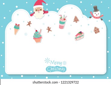 Illustration vector dessert of Christmas background design with Santa claus and snowman 