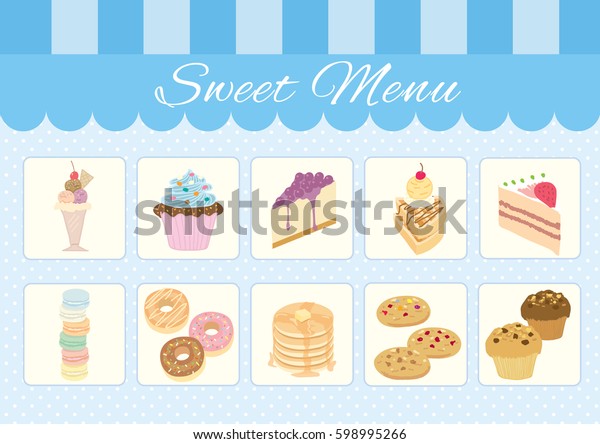 Illustration Vector Dessert Sweet Menu Blue Stock Vector Royalty Free