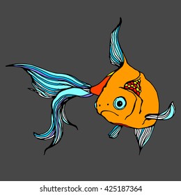 Illustration vector of different kinds of Fish Silhouette