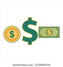 Illustration vector of a dollar icon white background