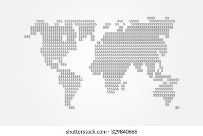 illustration Vector dollar sign World Map