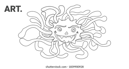 ilustración vector del boceto de doodle Halloween Resumen fondo con libro de diseño de Dummy para niños, libro de colorear, Landing Page, historia de medios sociales, fiesta de mascota de Halloween y material impreso.
