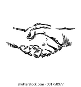 illustration vector doodle hand drawn sketch of handshake, partnership concept