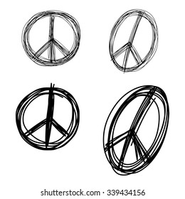 Illustration Vector Doodle Hand Drawn Of Sketch Set Peace Sign Symbol Isolated