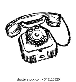 illustration vector doodle hand drawn of sketch old rotary telephone