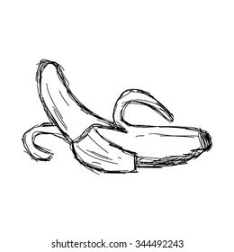 illustration vector doodle hand drawn of sketch peeled banana isolated