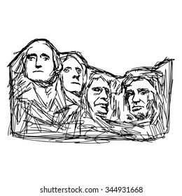 illustration vector doodle hand drawn of sketch Mount Rushmore isolated