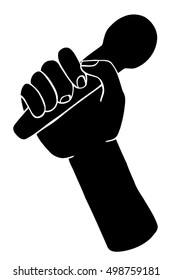 illustration vector doodle hand drawn of sketch hand with microphone