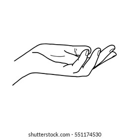 illustration vector doodle hand drawn of open hand giving or receiving 