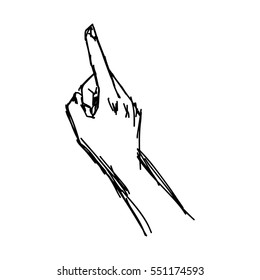 illustration vector doodle hand drawn of pointing hand isolated on white