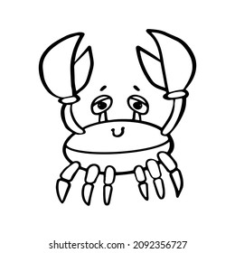 illustration vector doodle linear drawing cute sea crab 