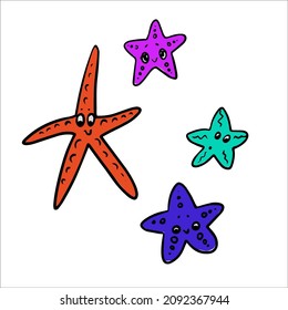 illustration vector doodle linear drawing cute sea starfish