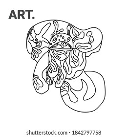 illustration vector of doodle sketch king of the sea Abstract with Dummy drawing book for kids, coloring book, and print material.