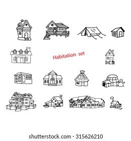 illustration vector doodles hand drawn of habitation or resident