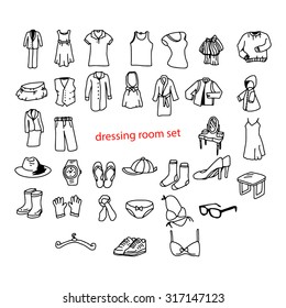 illustration vector doodles hand drawn objects in dressing room