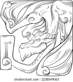 illustration vector of dragons-perfect for-coloring book-t shirt-sticker