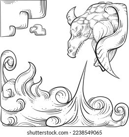 illustration vector of dragons-perfect for-coloring book-t shirt-sticker