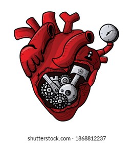 Dibujo vectorial de ilustraciones de corazón de máquina para afiches o diseños de ropa