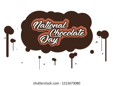 Illustration vector of dripping chocolate as background with National Chocolate Day text on it. National Chocolate Day is observed annually on October 28