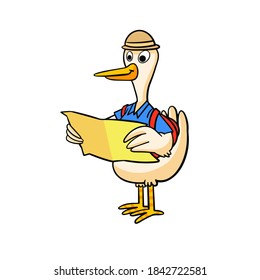 estudio ilustrativo de vacaciones de pato vector backpacker