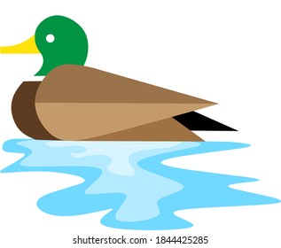 Illustration vector ducks swimming in water