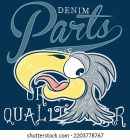 Illustration vector Eagle tattoo with cartoon style. text of motorcycle design.