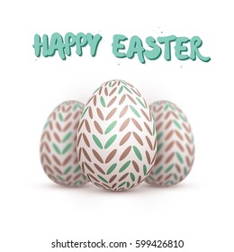 Illustration of Vector Easter Egg Isolated on White Background. Happy Easter Painted Vector Egg Set