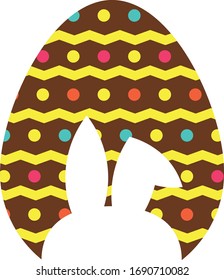 illustration vector with easter egg and rabbit. easter bunny silhouette with transparent background