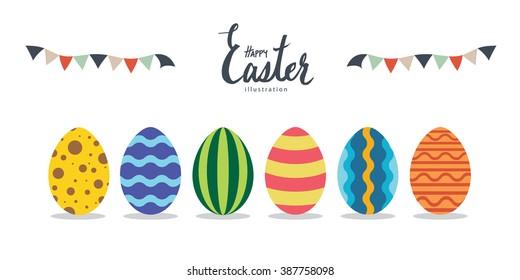 Illustration vector easter egg variety of colorful patterns